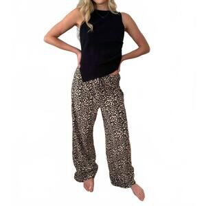 NEW NEEDII molly crinkle straight leg relaxed pants in leopard